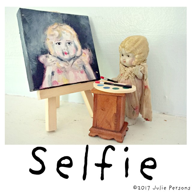 CLaudia painting SELF portrait square